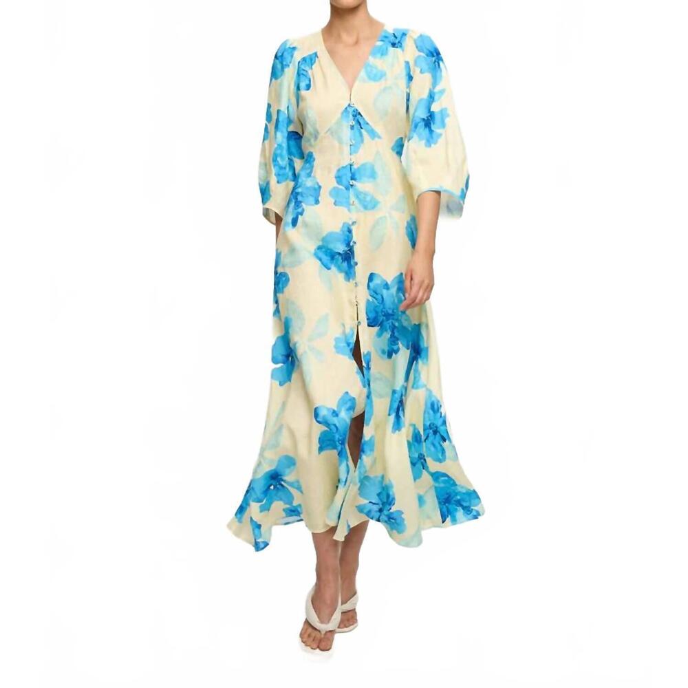 NEW KIVARI sophie maxi dress in yellow blue